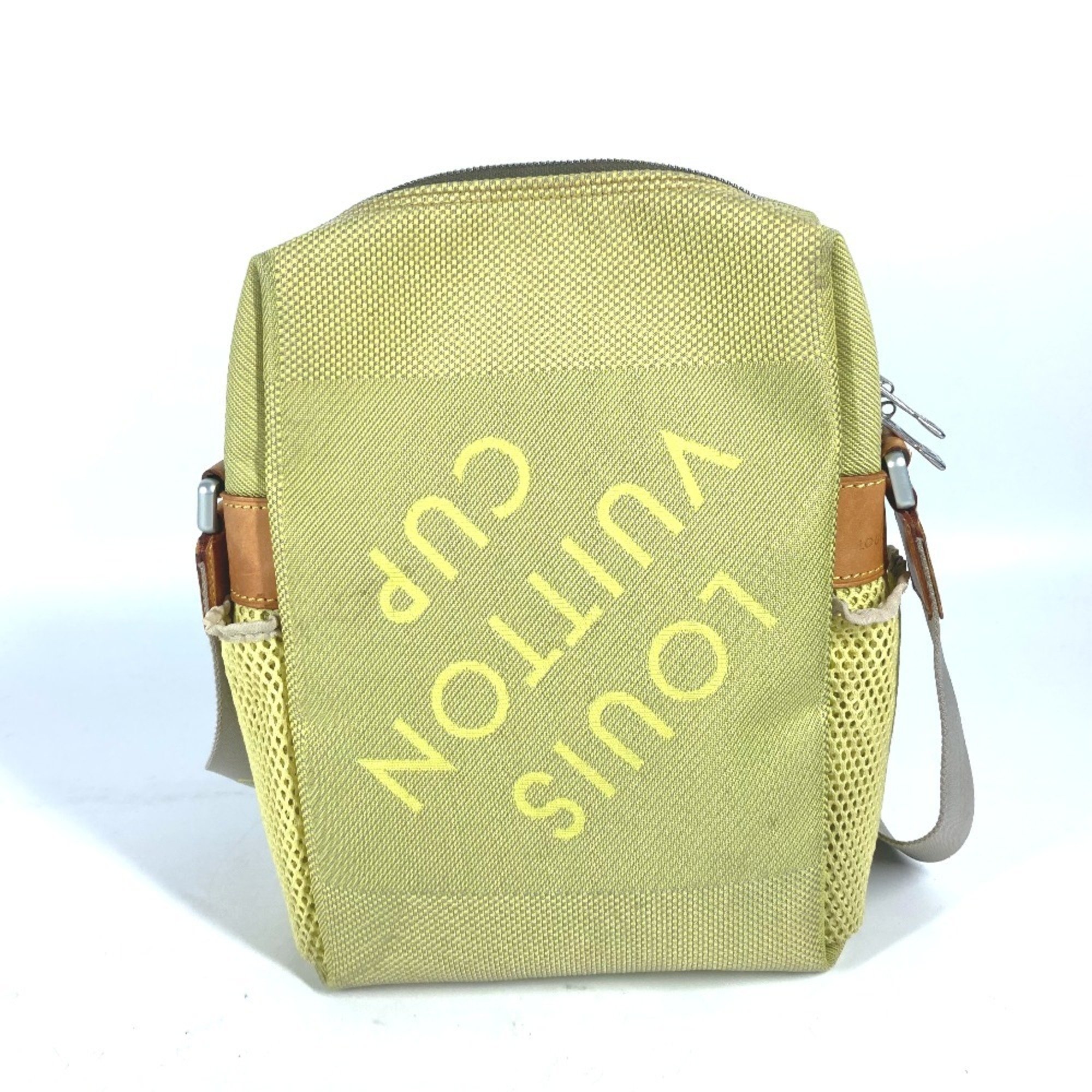 LOUIS VUITTON M80636 Damier Geant Weatherly LV Cup Pochette Shoulder Bag Nylon Canvas Men's Yellow