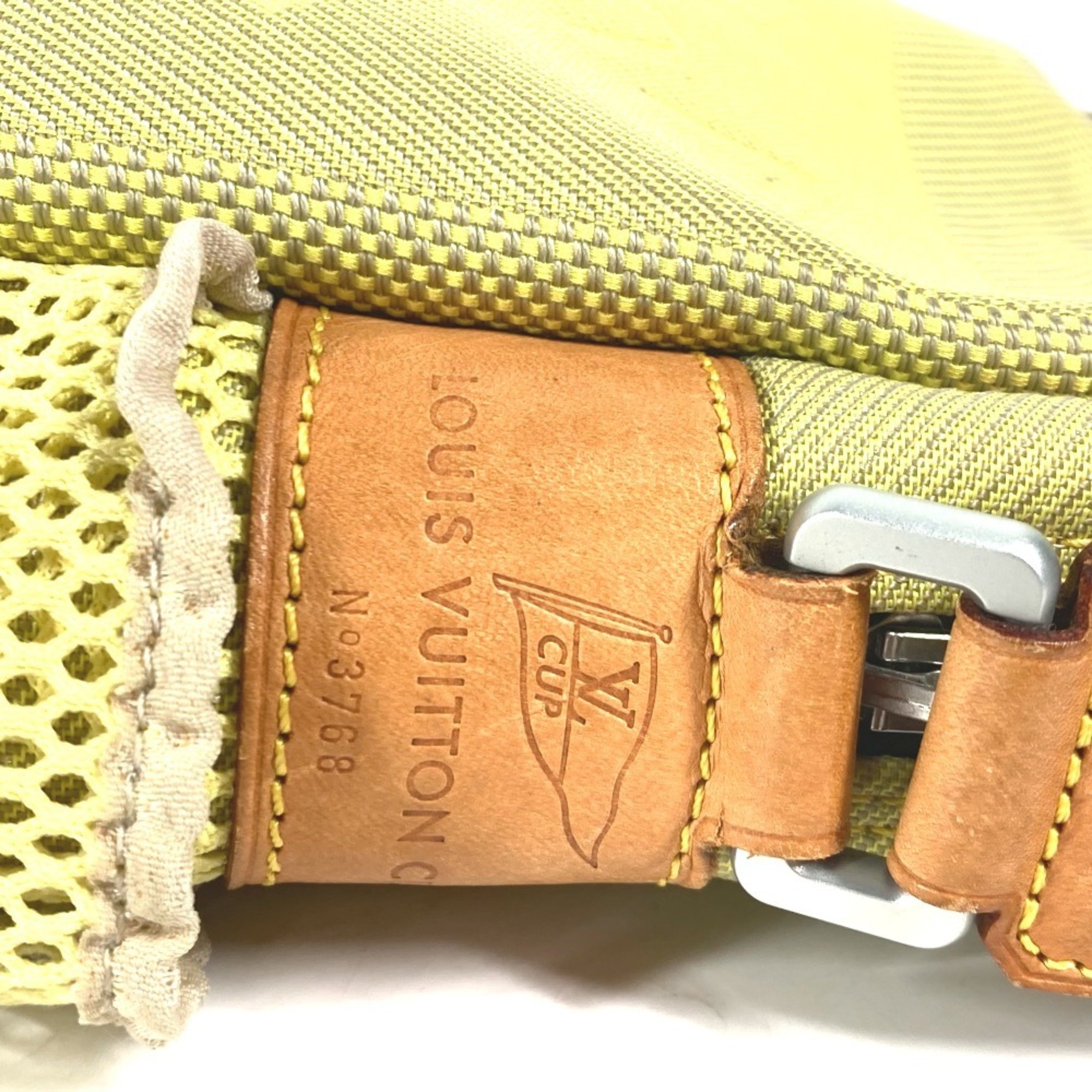 LOUIS VUITTON M80636 Damier Geant Weatherly LV Cup Pochette Shoulder Bag Nylon Canvas Men's Yellow