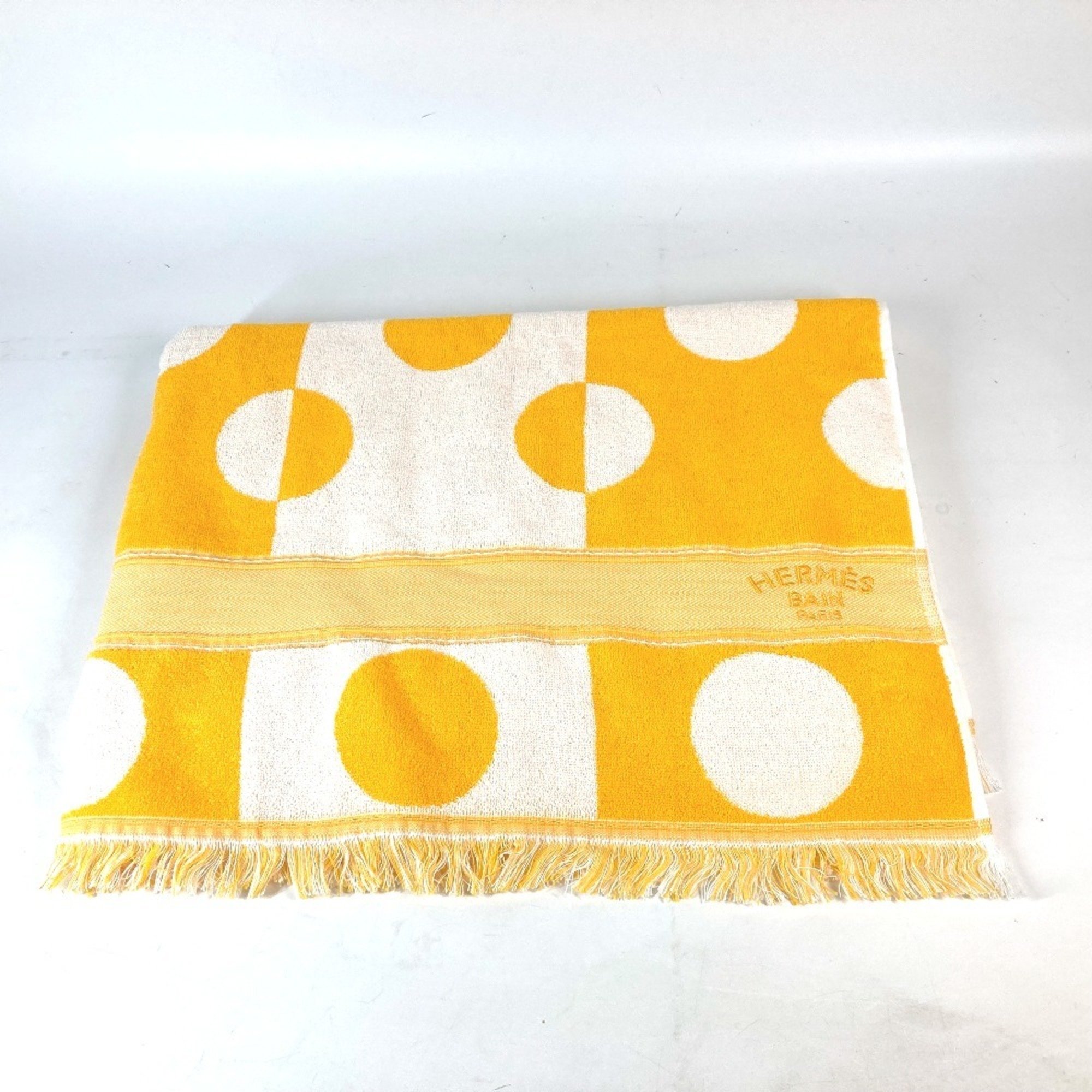 HERMES Yachting Dot Beach Towel Cotton Women's Yellow