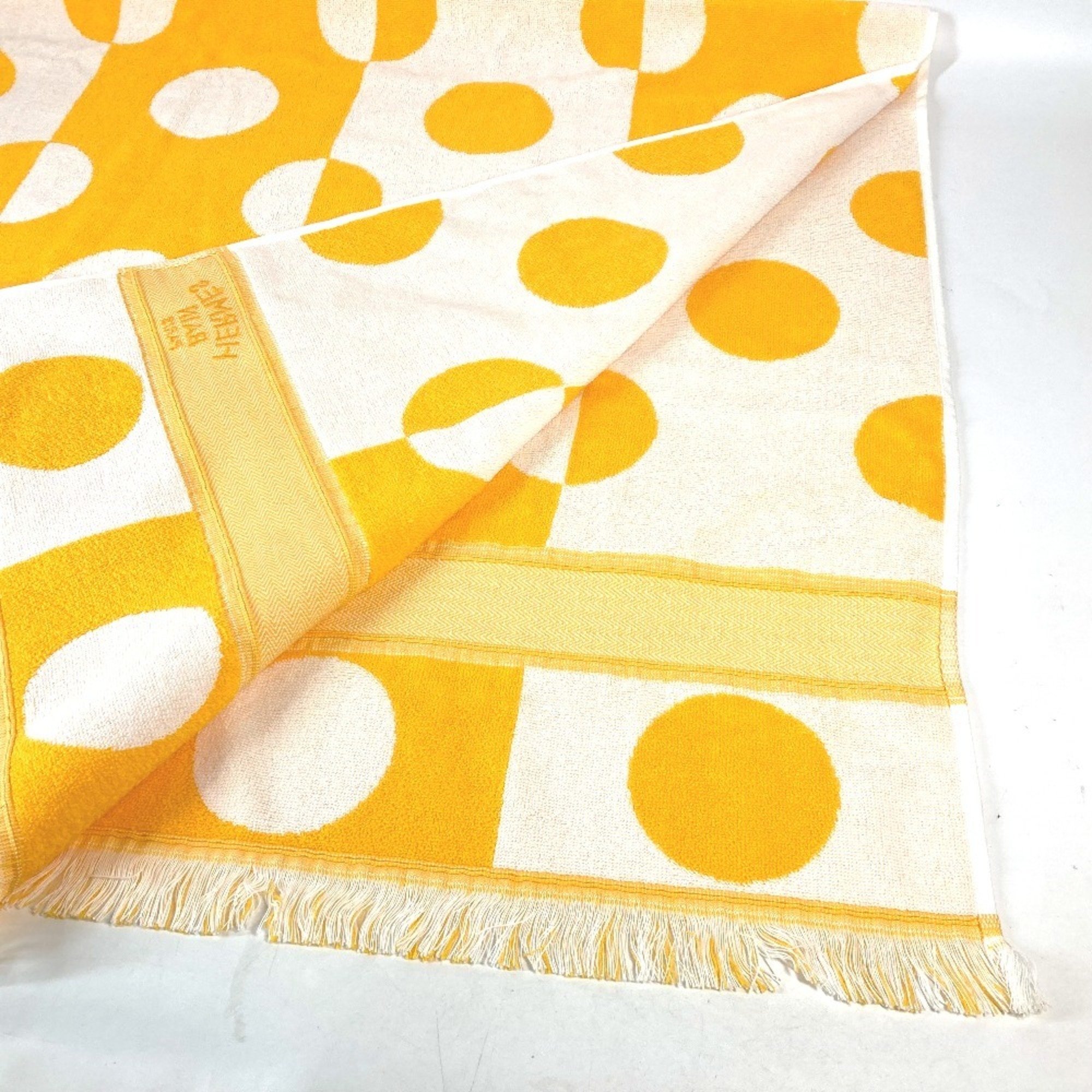 HERMES Yachting Dot Beach Towel Cotton Women's Yellow