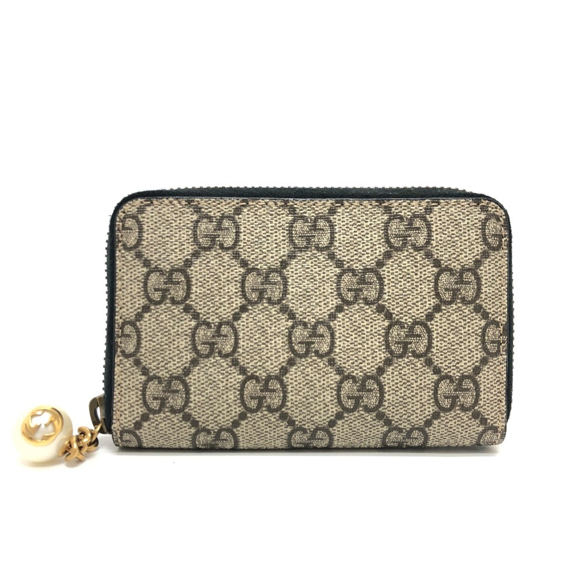 GUCCI 431482 Round Faux Pearl Coin Purse Wallet Wallet/Coin Case Women's Brown