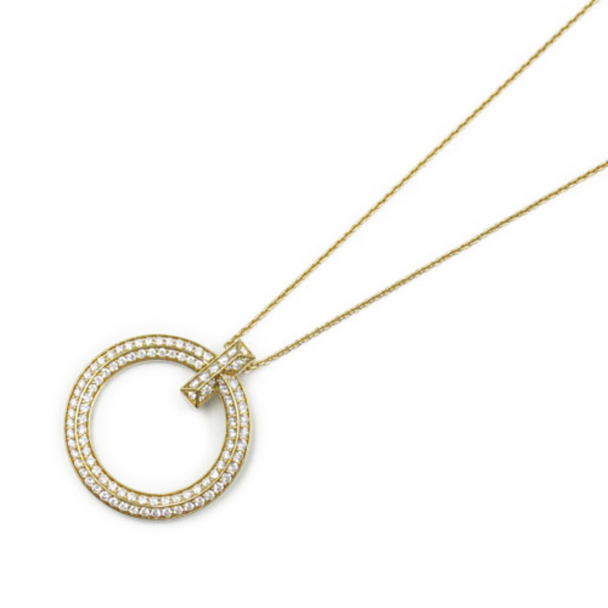 Tiffany & Co. T One Circle Necklace Large K18 (Yellow Gold) Diamond Ladies Clear