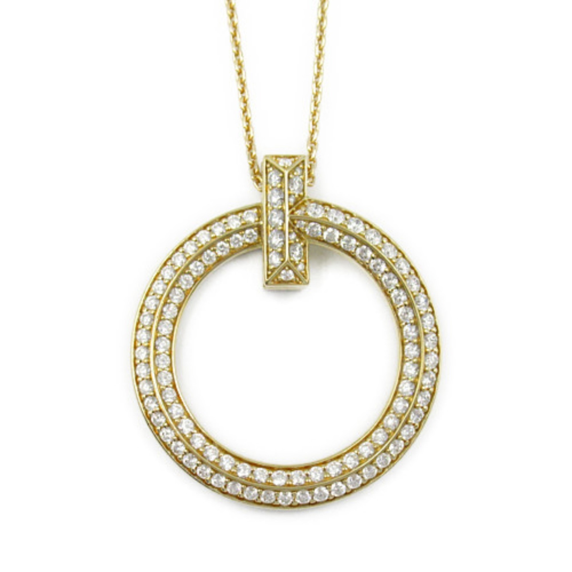 Tiffany & Co. T One Circle Necklace Large K18 (Yellow Gold) Diamond Ladies Clear