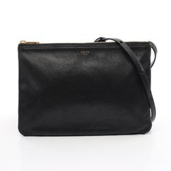 CELINE TRIO LARGE Trio Large Shoulder Bag Leather Women's Black 187613