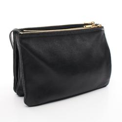 CELINE TRIO LARGE Trio Large Shoulder Bag Leather Women's Black 187613