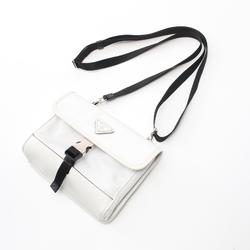 PRADA RE NYLON TESSUTO+SAFFIANO Shoulder Bag Nylon Saffiano Leather Men's White Black 2ZH108