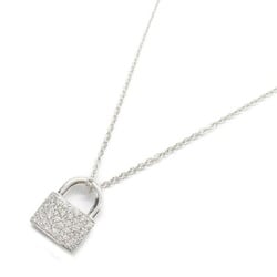 Tiffany & Co. Hardware Lock Pave Diamond Necklace, K18WG (White Gold), Diamond, Women's, Clear