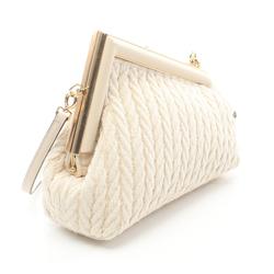 FENDI First Small Shoulder Bag Leather Fabric Women's White 8BP129