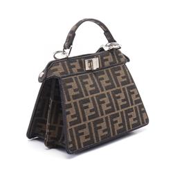 FENDI x FRGMT PEMON Peekaboo ISeeU Petit Zucca Ryu Handbag Bag Canvas Leather Women's Brown Multicolor 8BN335