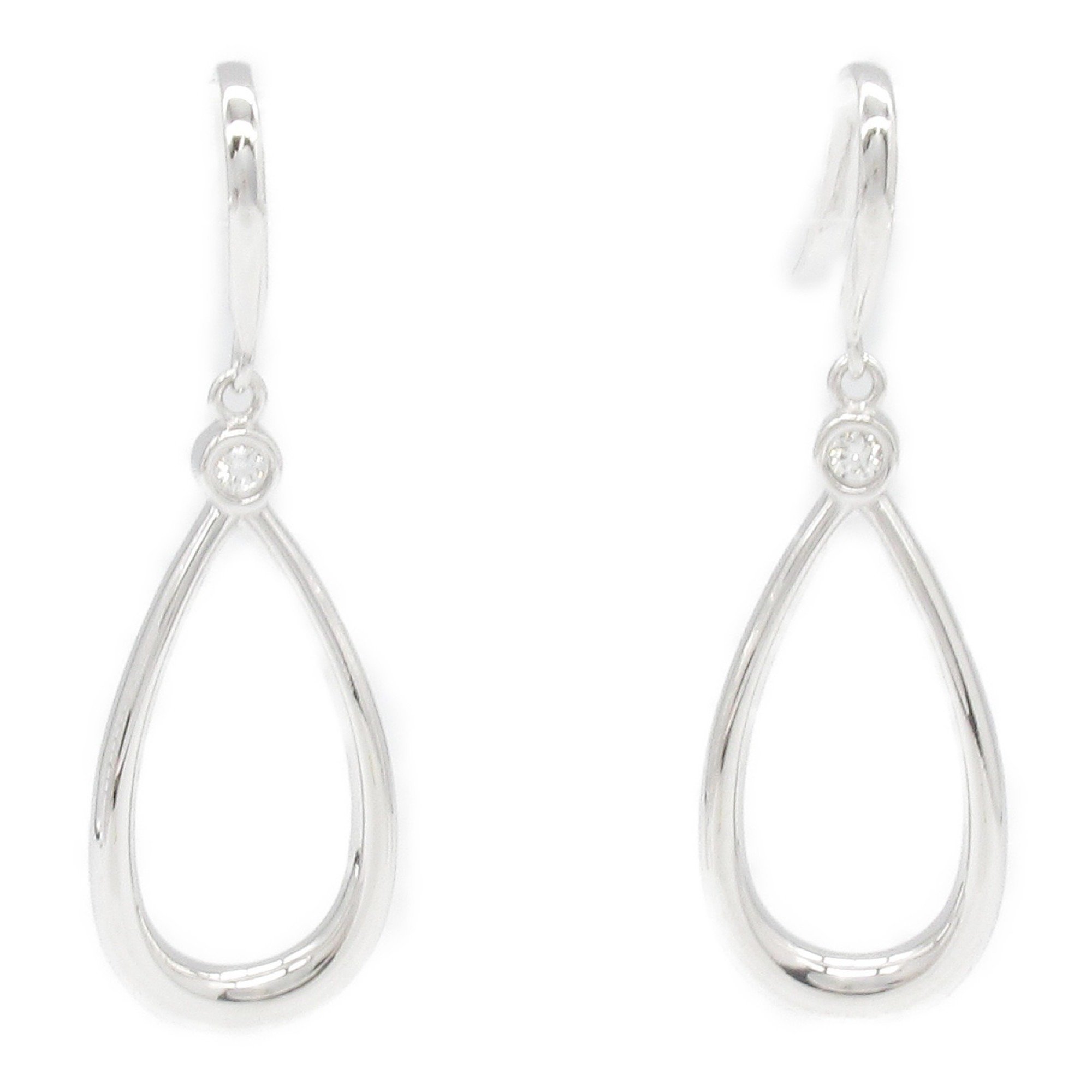 Tiffany & Co. Teardrop Earrings 2PD K18WG (White Gold) Diamond Ladies Clear