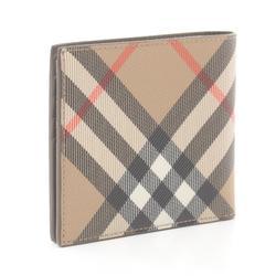 Burberry Check Bi-fold Long Wallet Coated Canvas Men's Beige Multicolor 8091926