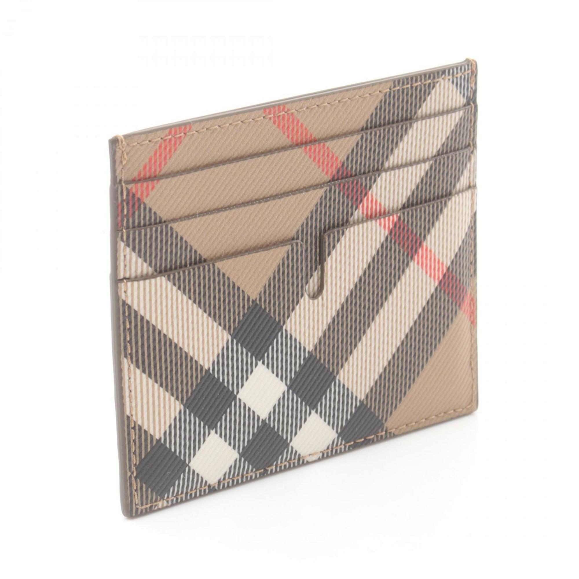 Burberry Check Business Card Holder/Card Case Coated Canvas Men's Women's Beige Multicolor 8095047