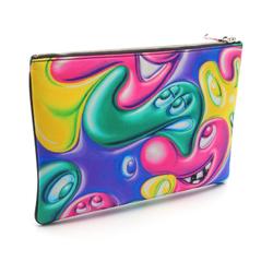 Christian Dior Dior DIOR x KENNY SCHARF Pouch Bag Nylon Leather Men's Multicolor Black