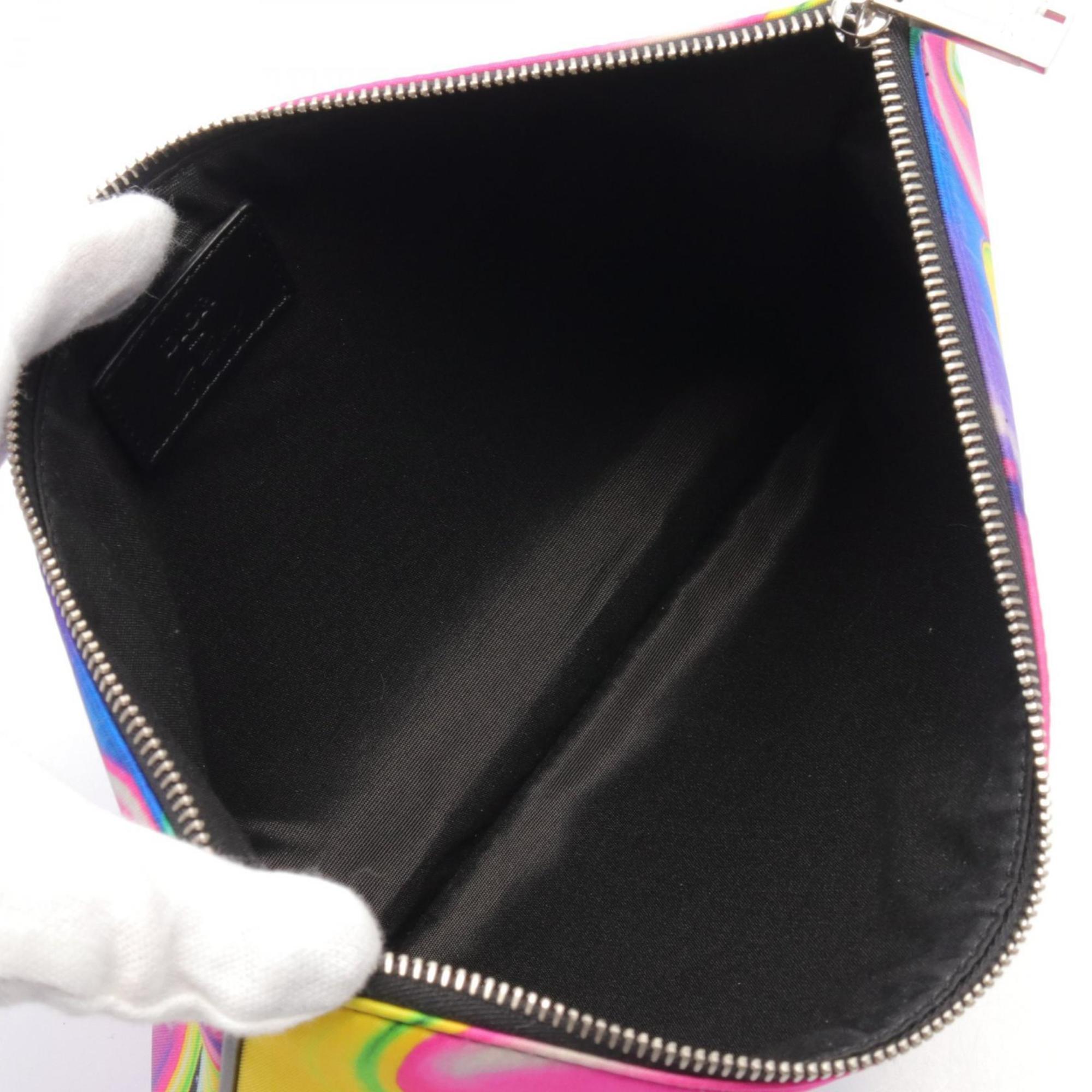 Christian Dior Dior DIOR x KENNY SCHARF Pouch Bag Nylon Leather Men's Multicolor Black