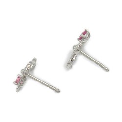 Tiffany & Co. Paper Flower Tourmaline Earrings, Pt950 Platinum, Diamond, Tourmaline, Women's, Clear, Pink