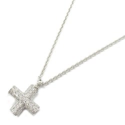 BVLGARI Latin Cross Necklace, K18WG (White Gold), Diamond, Women's, Clear