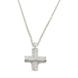 BVLGARI Latin Cross Necklace, K18WG (White Gold), Diamond, Women's, Clear