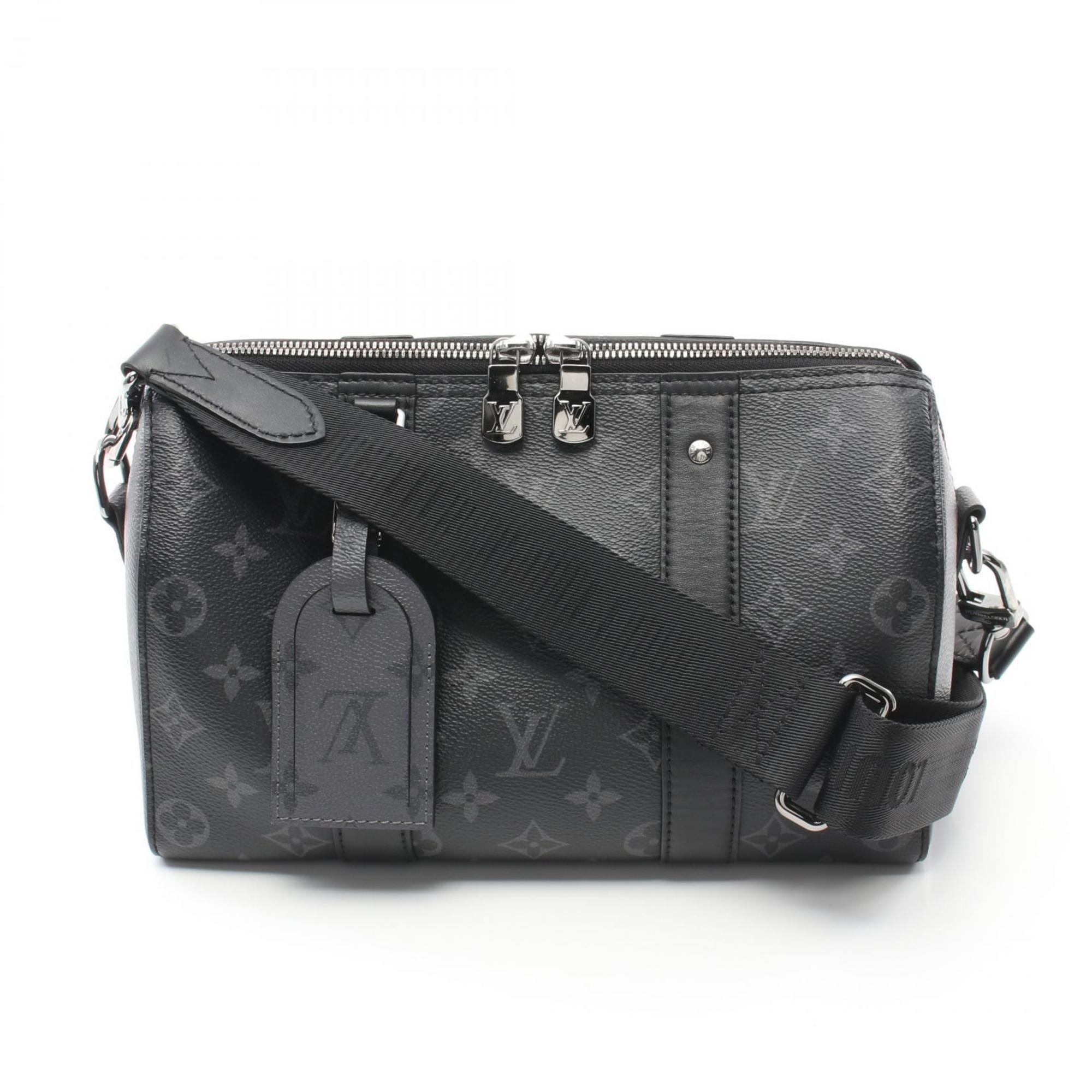 Louis Vuitton City Keepall Monogram Eclipse Reverse Shoulder Bag Coated Canvas Leather Men's Black Gray M45936