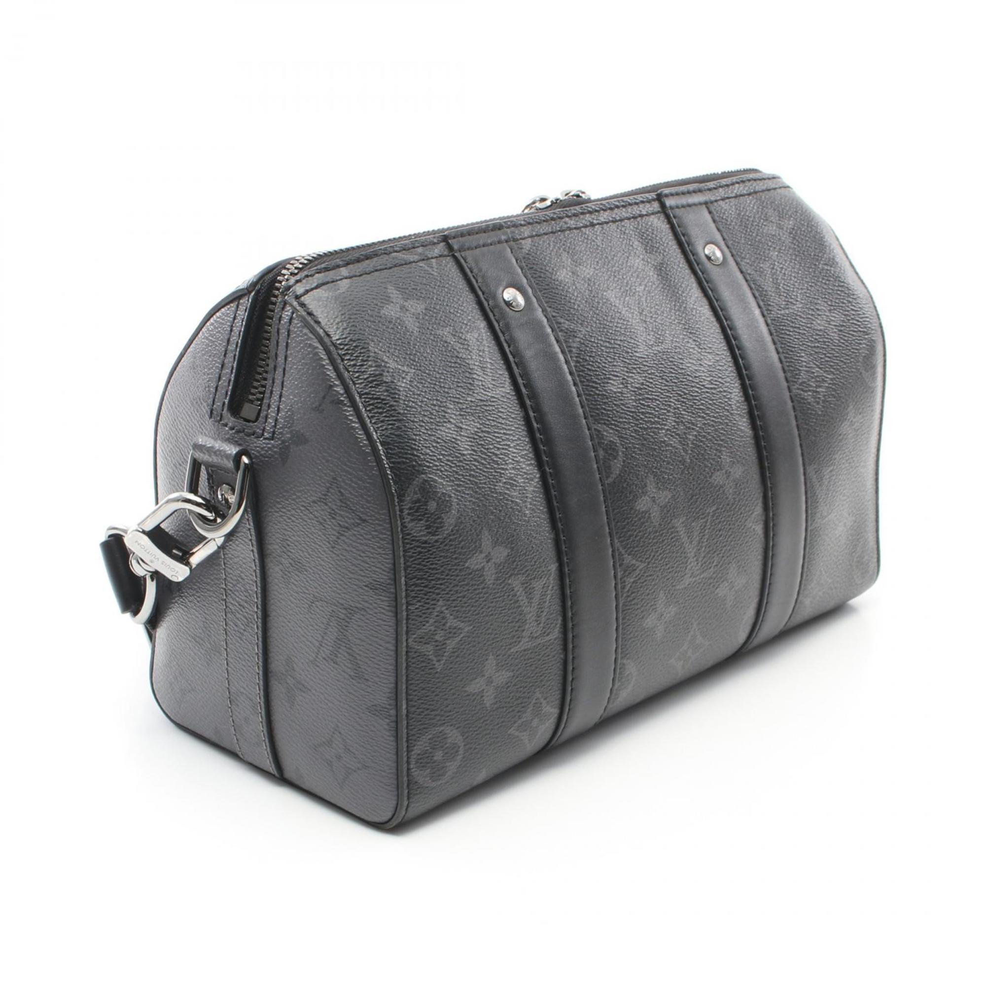 Louis Vuitton City Keepall Monogram Eclipse Reverse Shoulder Bag Coated Canvas Leather Men's Black Gray M45936