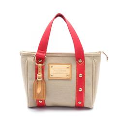 LOUIS VUITTON Cabas PM Antigua Tote Bag Canvas Leather Women's Beige Red M40038