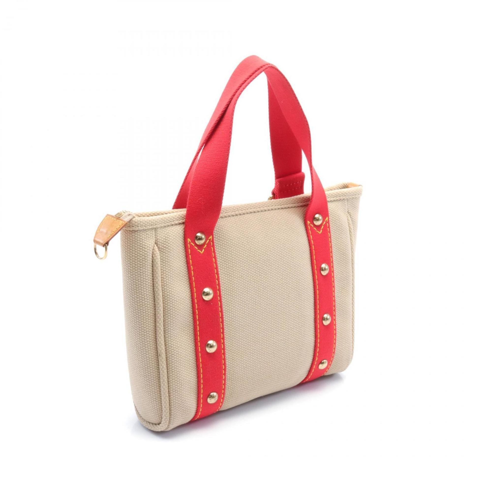 LOUIS VUITTON Cabas PM Antigua Tote Bag Canvas Leather Women's Beige Red M40038