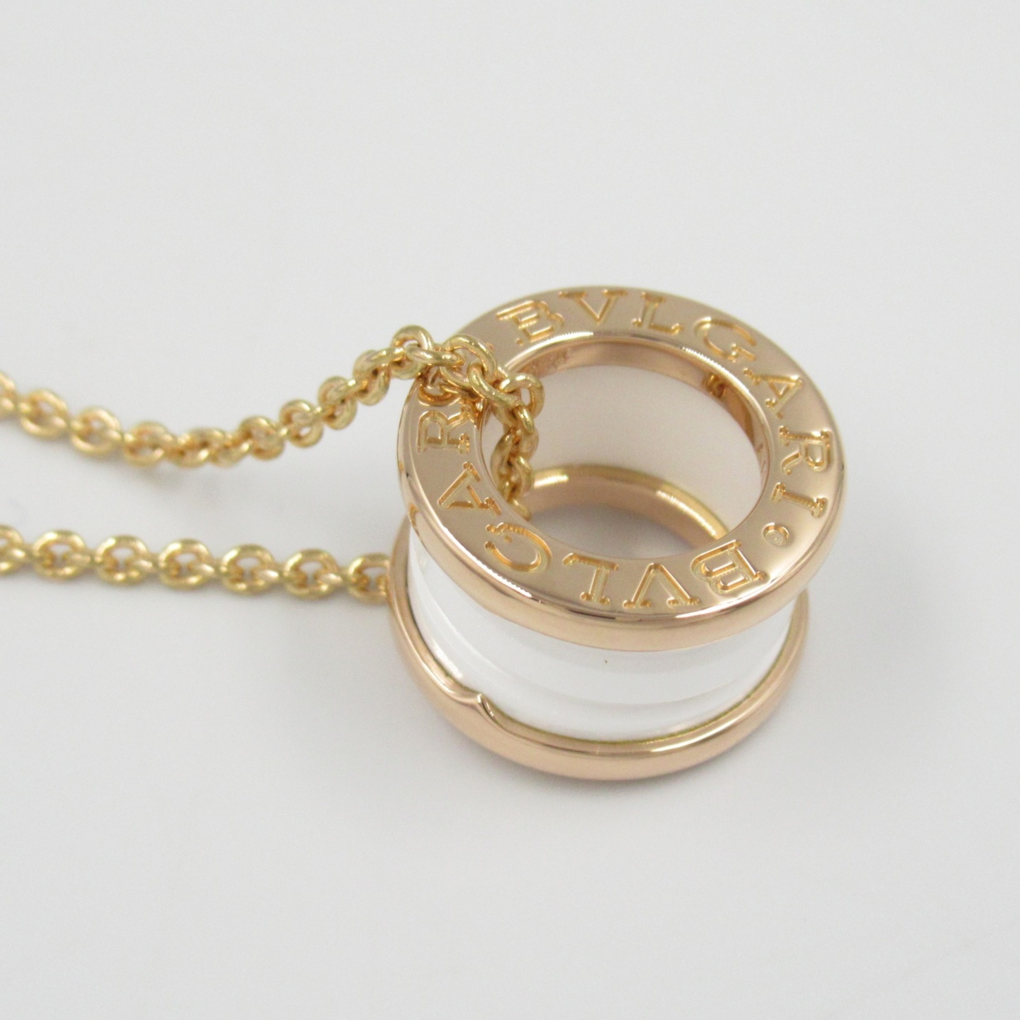 BVLGARI B-zero1 Necklace K18PG (pink gold) ceramic ladies gold white