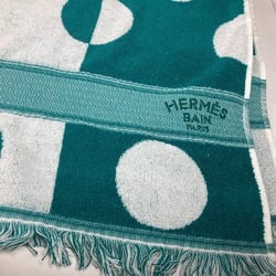 HERMES Hermes Bath Towel Knee Blanket Yachting Dot Polka Beach Cotton Women's Green