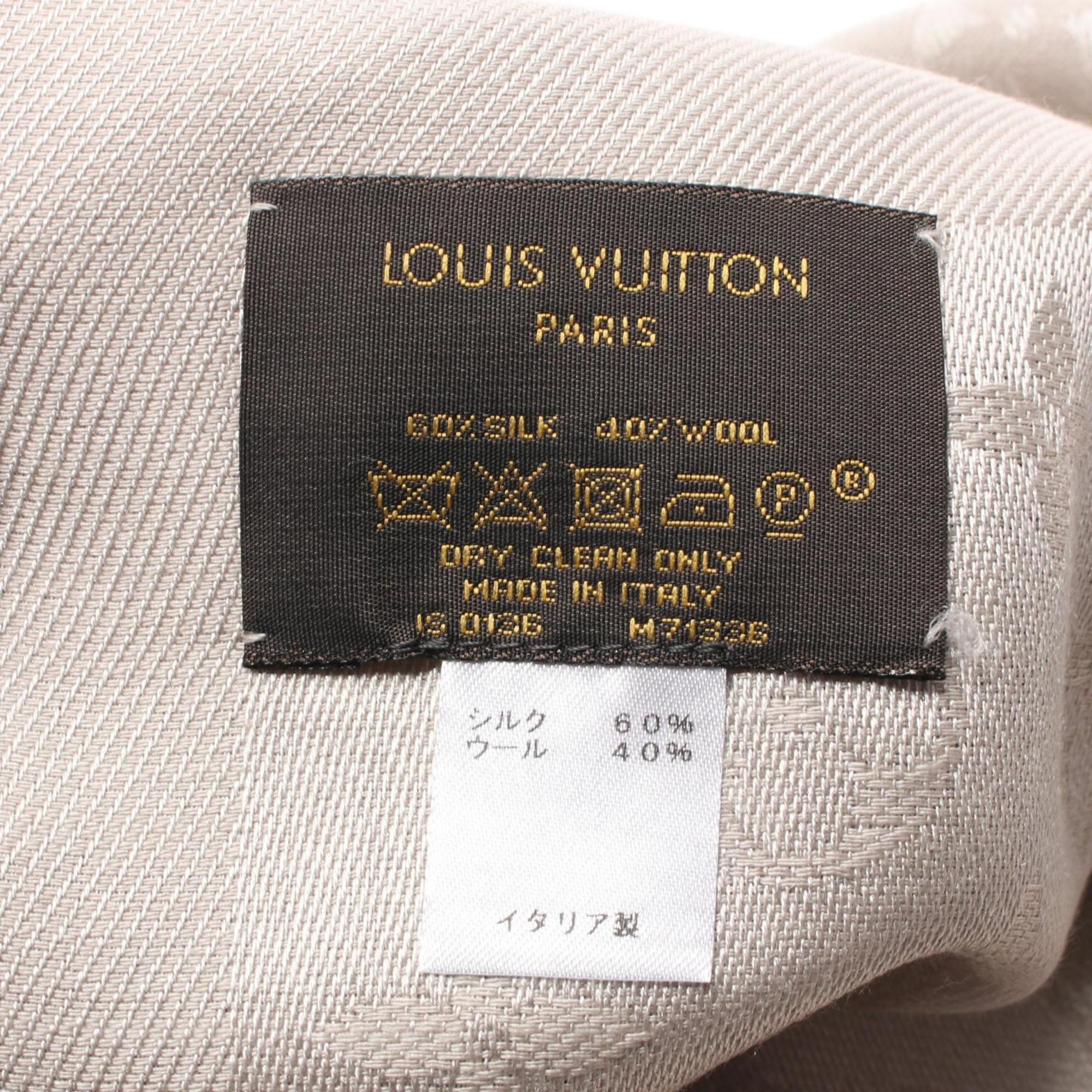 Louis Vuitton LOUIS VUITTON Shawl Monogram Greige Scarf Stole Wool Silk Women's Beige M71336