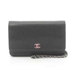 CHANEL Lucky Clover Shoulder Bag Leather Women's Black