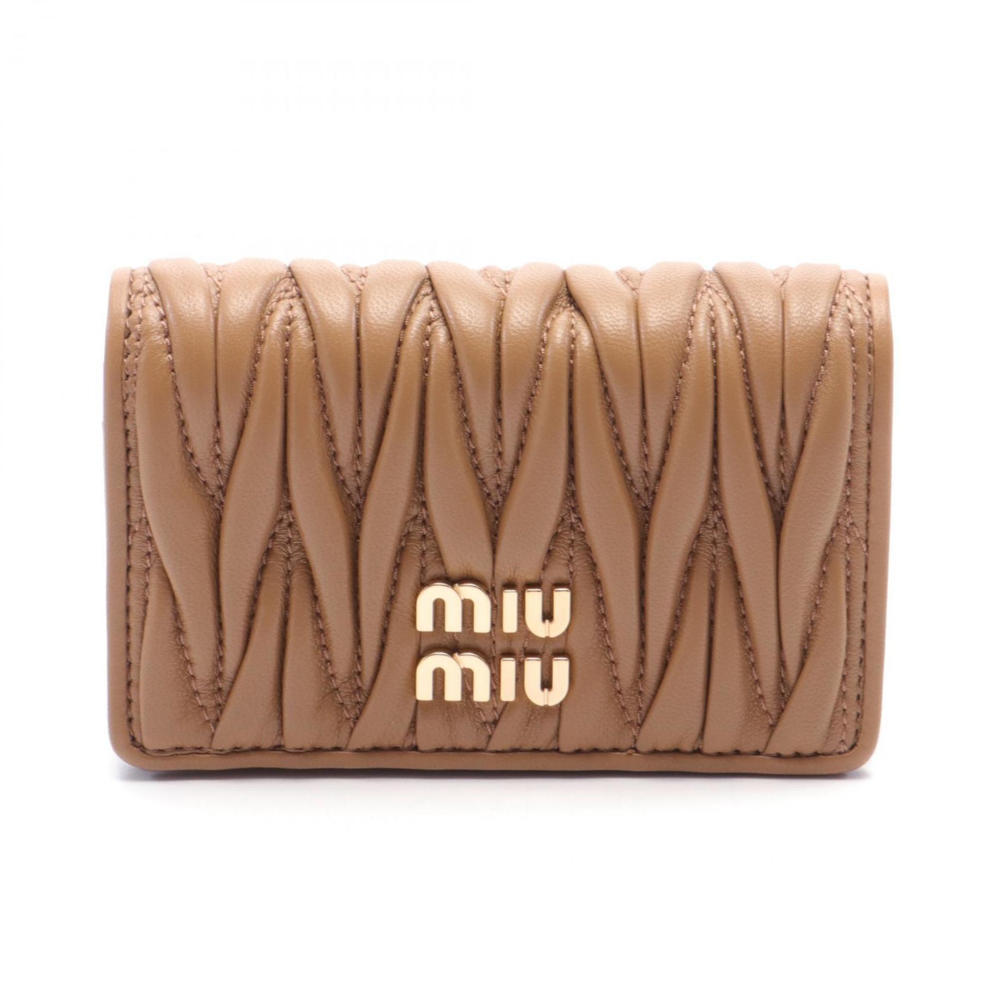 Miu Miu Miu MATELASSE Business Card Holder/Card Case Leather Women's Brown 5MC1222FPPF098L