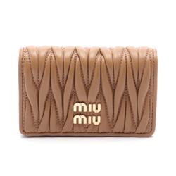 Miu Miu Miu MATELASSE Business Card Holder/Card Case Leather Women's Brown 5MC1222FPPF098L