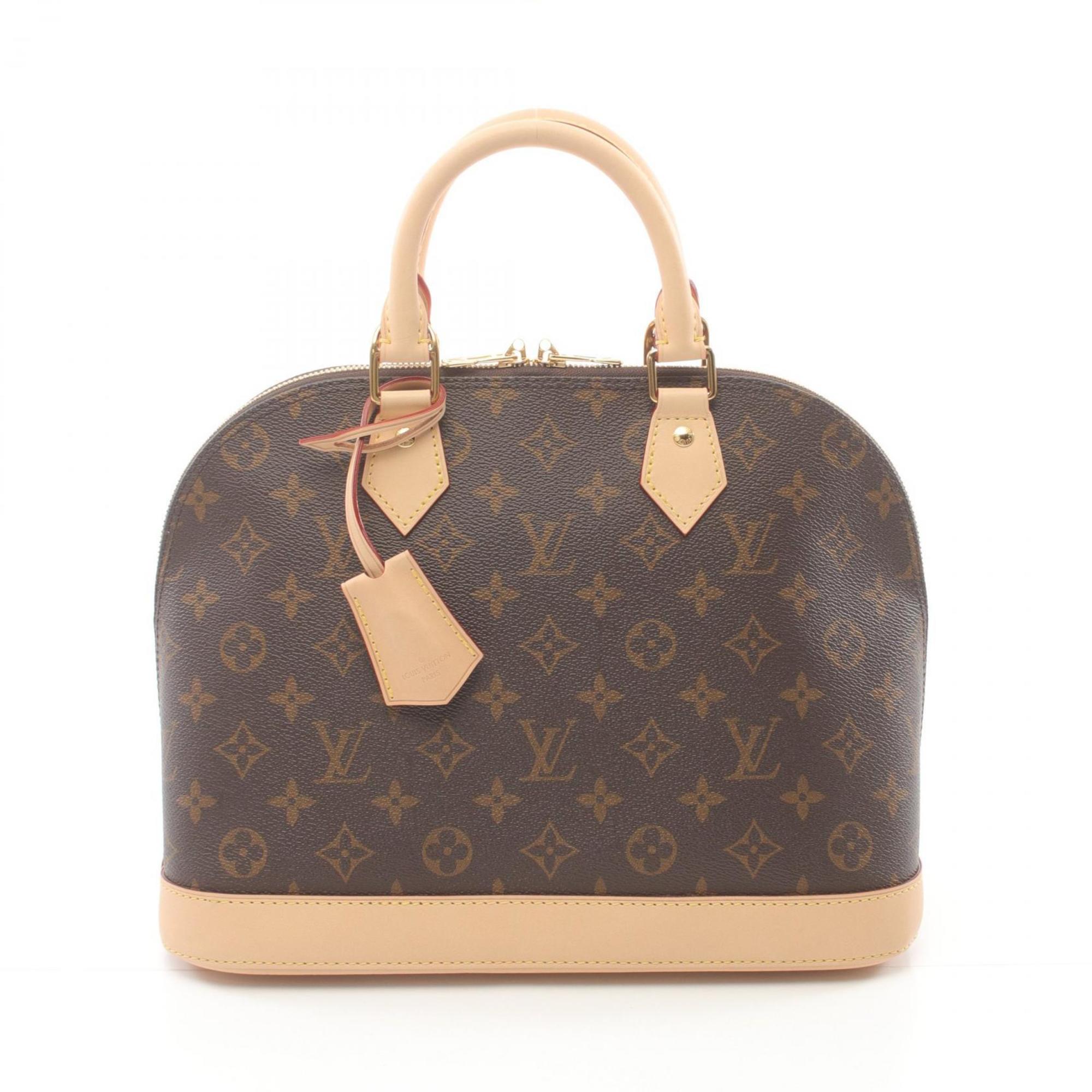 Louis Vuitton Alma Monogram Handbag Bag Coated Canvas Leather Women's Brown M53151