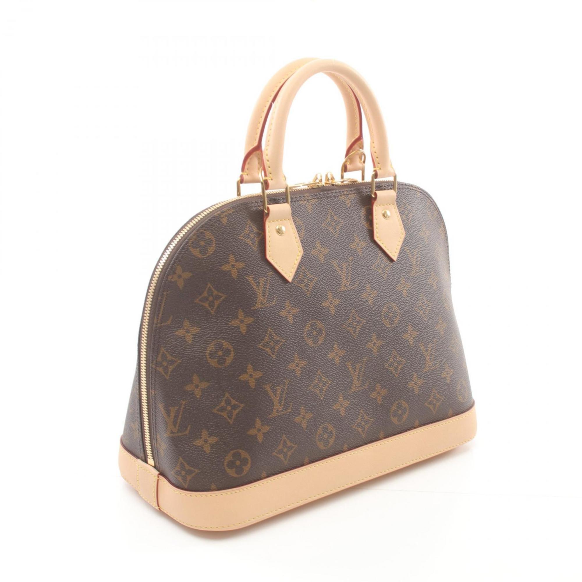 Louis Vuitton Alma Monogram Handbag Bag Coated Canvas Leather Women's Brown M53151