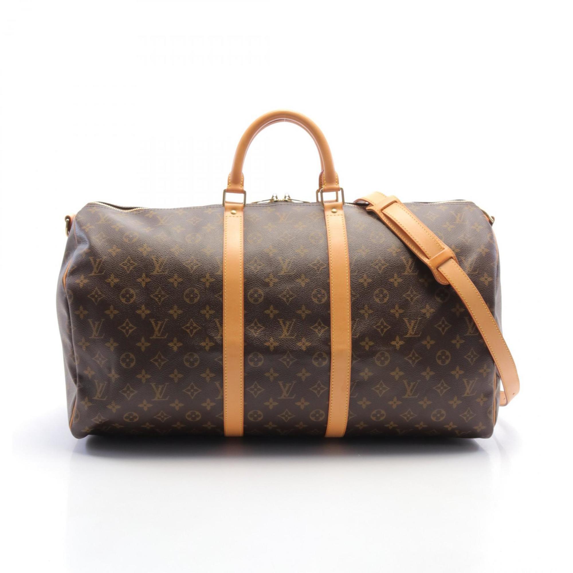 Louis Vuitton Keepall Bandouliere 55 Boston Bag, Coated Canvas, Leather, Monogram, Men's, Women's, Brown, M41414