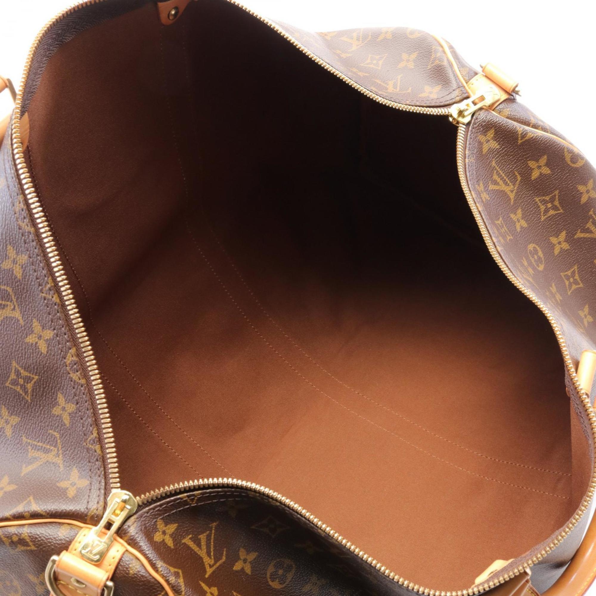 Louis Vuitton Keepall Bandouliere 55 Boston Bag, Coated Canvas, Leather, Monogram, Men's, Women's, Brown, M41414