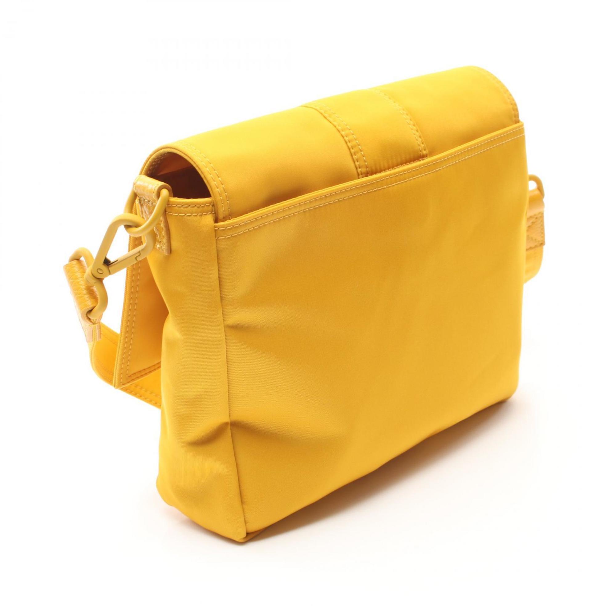 FENDI Baguette Messenger Bag Bucket Shoulder Nylon Women's Yellow 7VA537