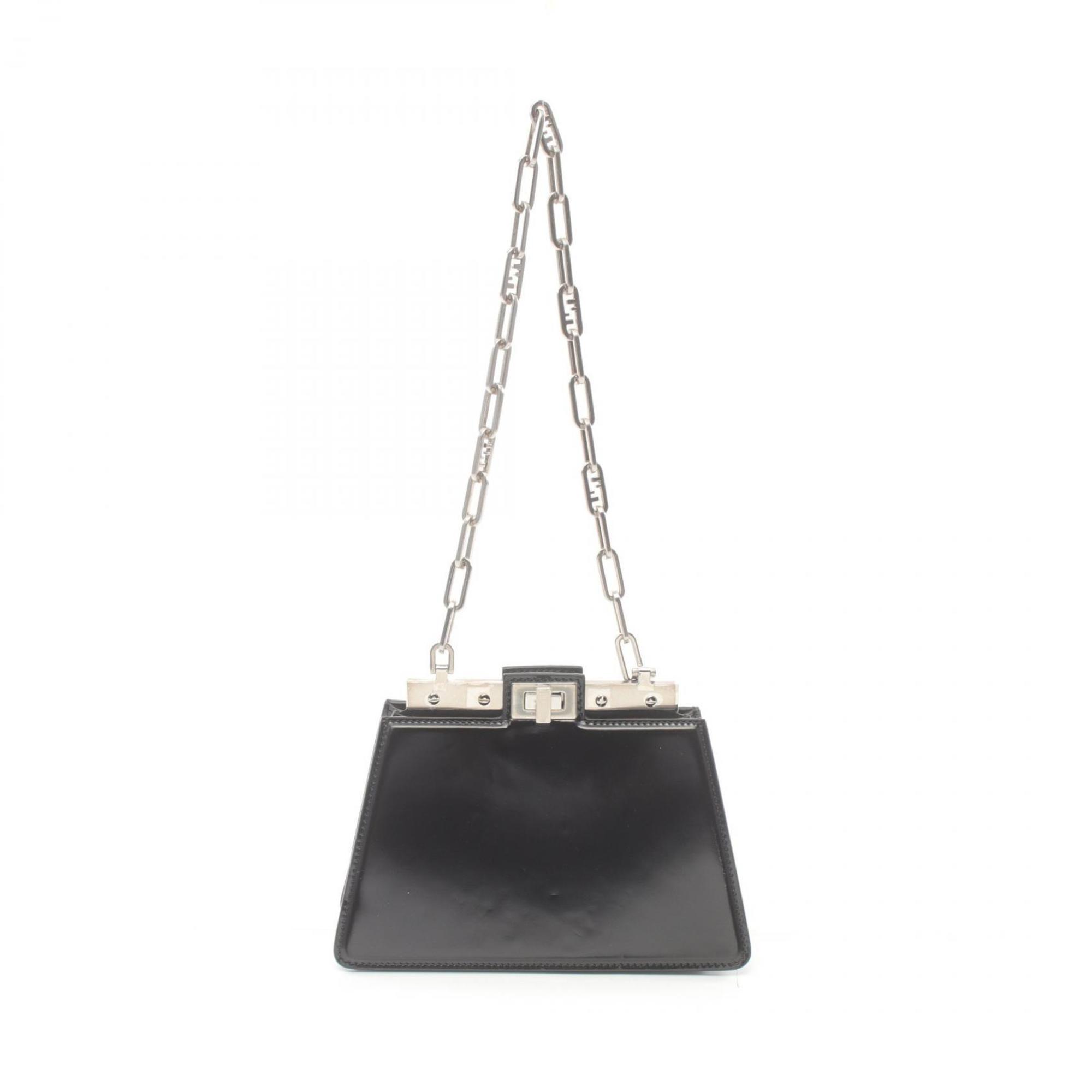 FENDI Peekaboo Cut Shoulder Bag Leather Women's Black 8BN339