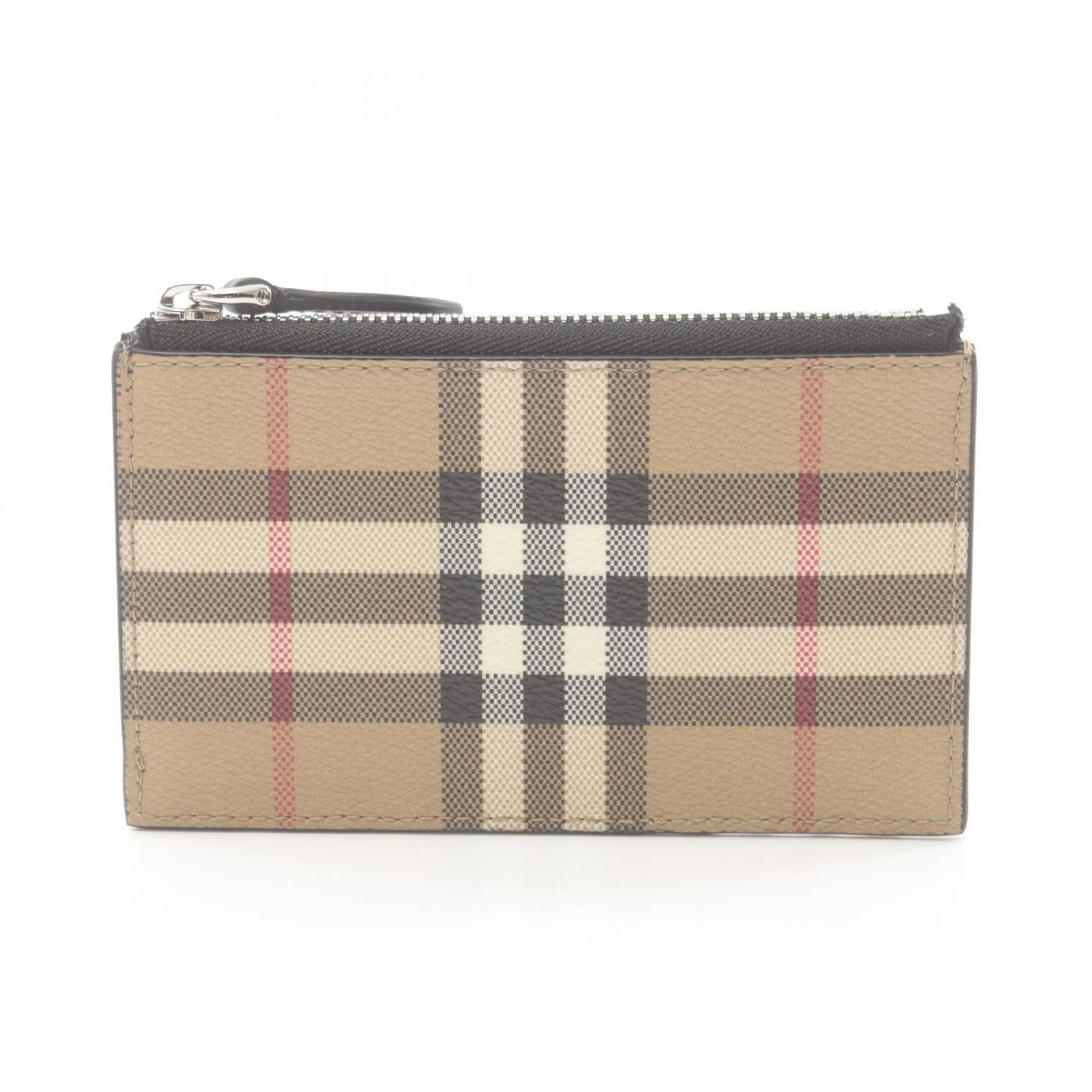 Burberry Check Wallet/Coin Case Wallet Coated Canvas Leather Men's Women's Beige Black Multicolor 8084166