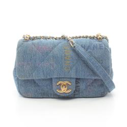 CHANEL Matelasse Small Flap Bag Shoulder Denim Women's Blue Multicolor AS3134