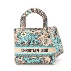 Christian Dior Dior LADY D-LITE Medium Handbag Bag Canvas Women's Beige Blue Black M0565OEGO51E