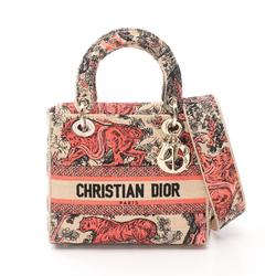 Christian Dior Dior LADY D-LITE Medium Handbag Bag Canvas Women's Beige Red M0565OEGO68E