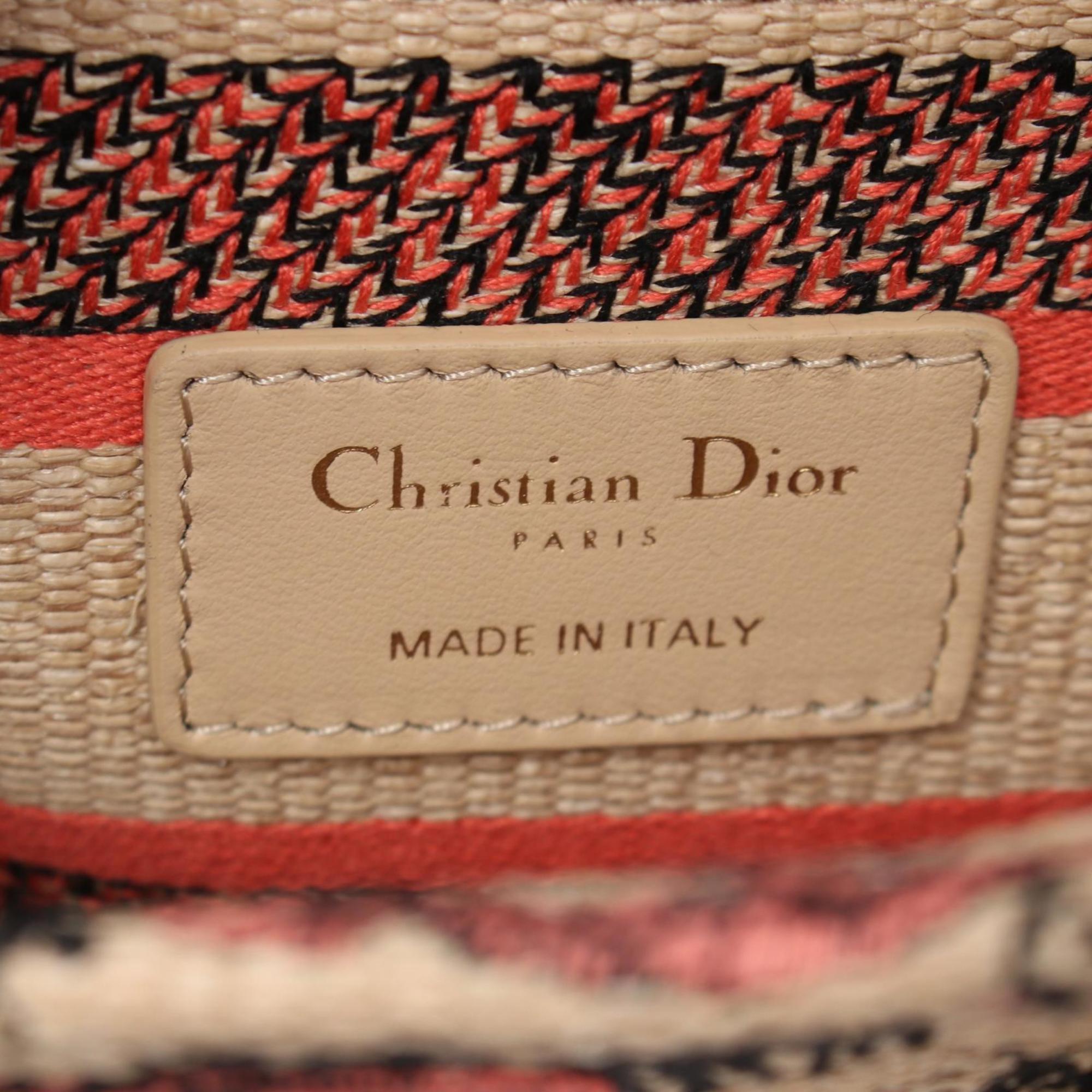 Christian Dior Dior LADY D-LITE Medium Handbag Bag Canvas Women's Beige Red M0565OEGO68E