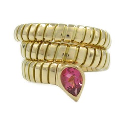 BVLGARI Tubogas Pink Tourmaline Ring, K18 (Yellow Gold), Tourmaline, Women's,