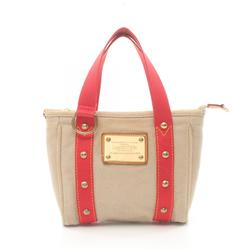 LOUIS VUITTON Cabas PM Antigua Tote Bag Canvas Leather Women's Beige Red M40038