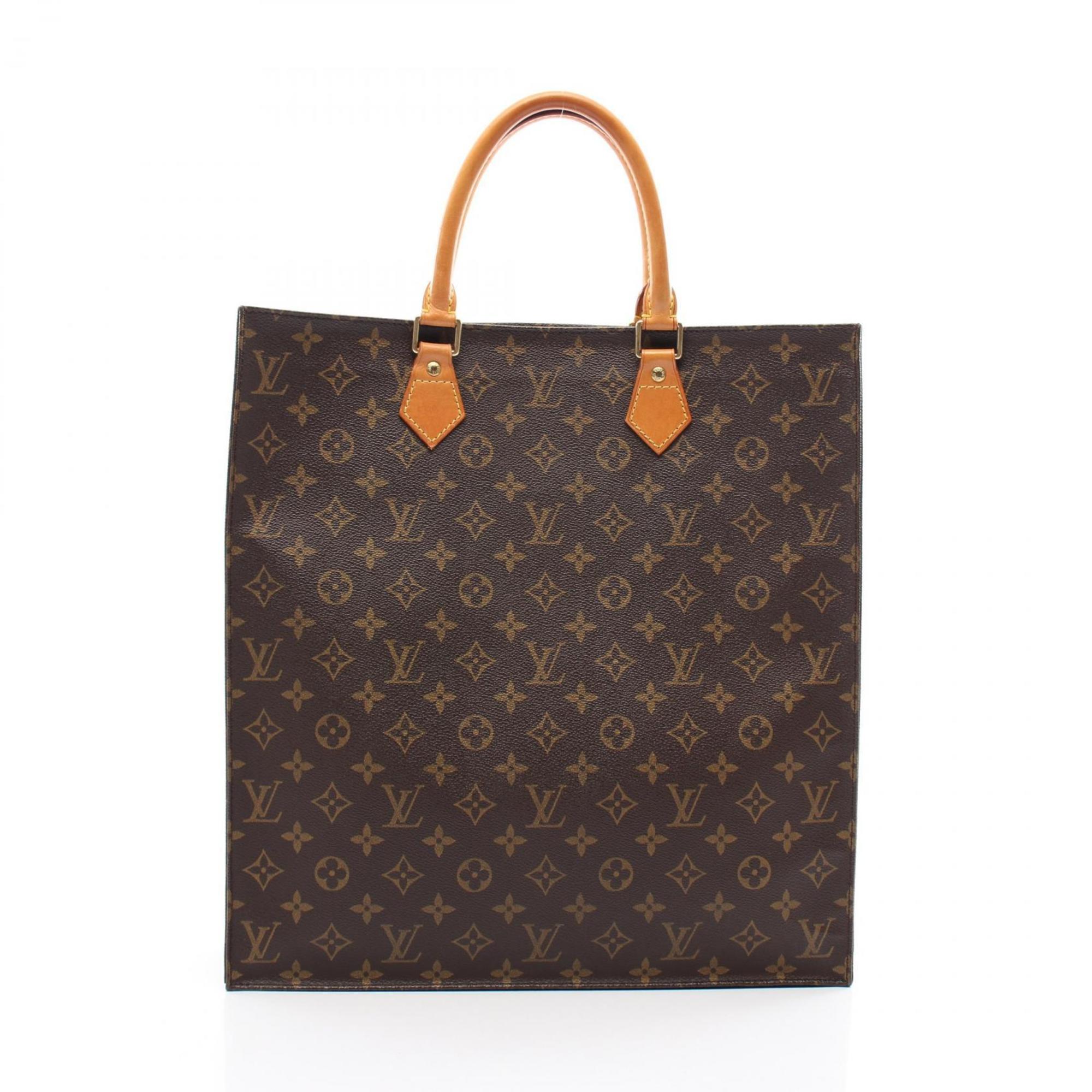 Louis Vuitton LOUIS VUITTON Sac Plat Monogram Tote Bag Coated Canvas Leather Women's Brown M51140