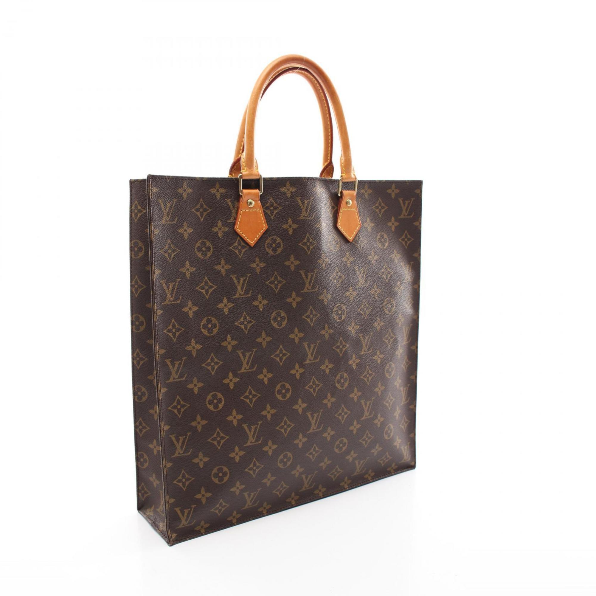 Louis Vuitton LOUIS VUITTON Sac Plat Monogram Tote Bag Coated Canvas Leather Women's Brown M51140