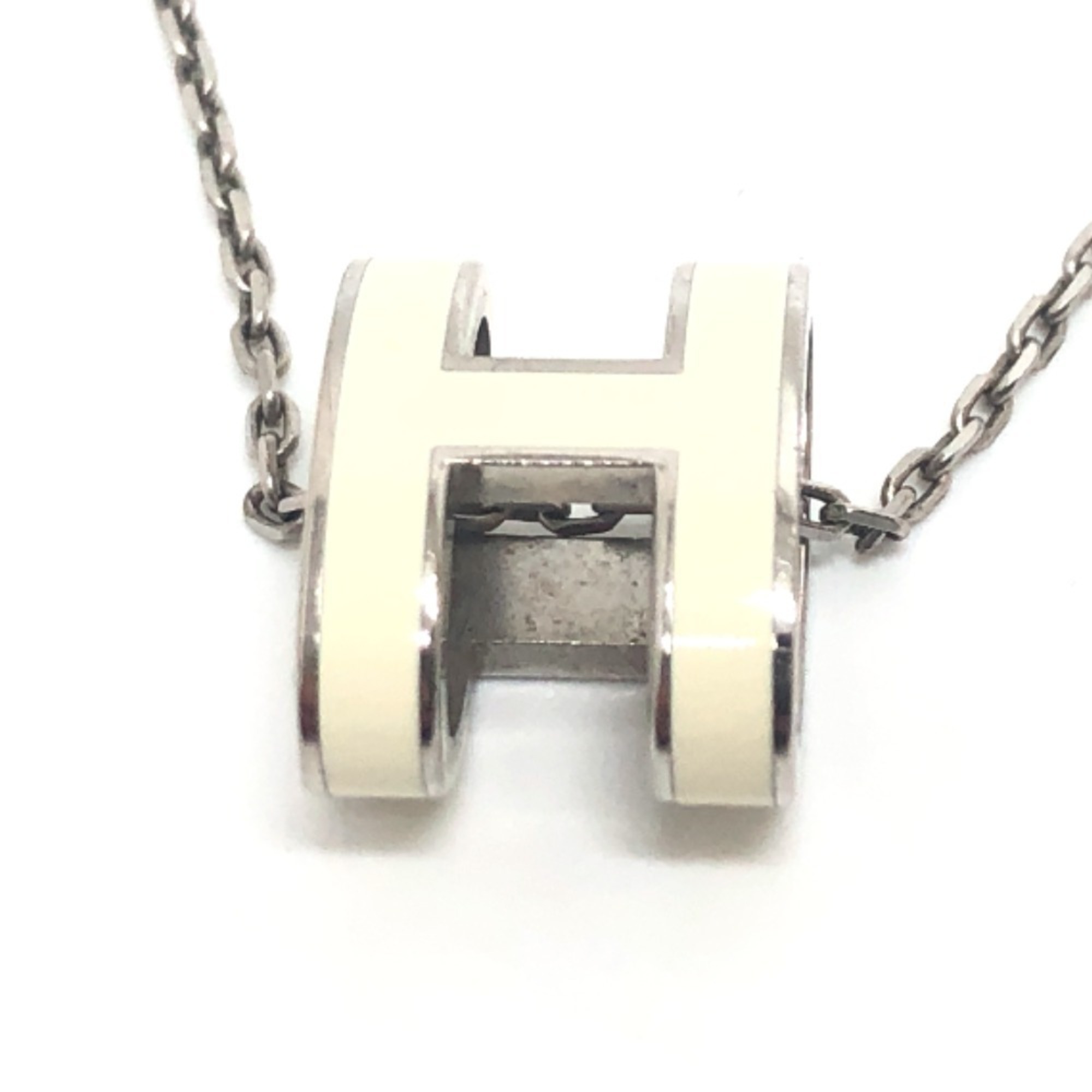 HERMES Hermes Pop H motif necklace accessory metal ladies white