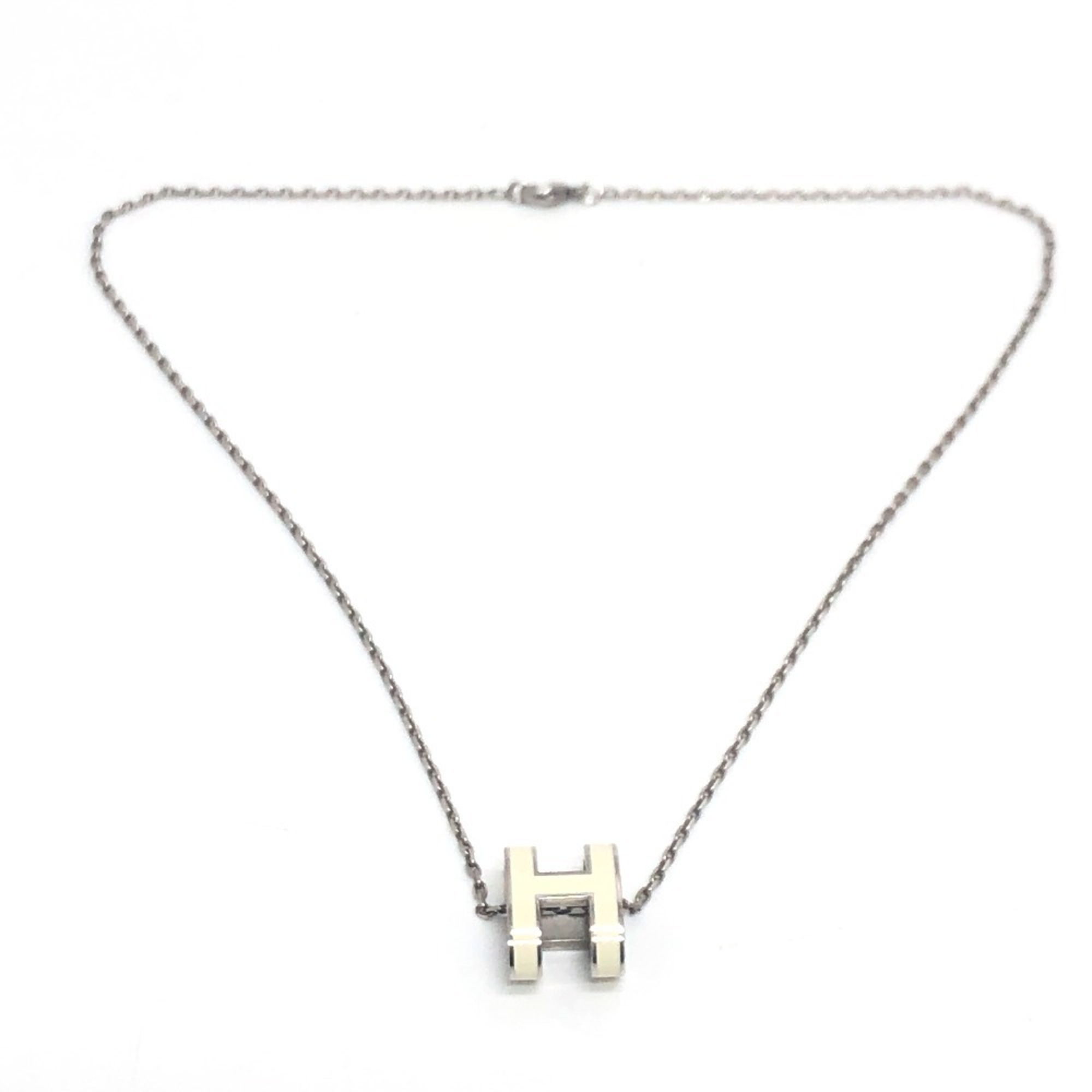 HERMES Hermes Pop H motif necklace accessory metal ladies white