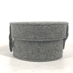 HERMES Hermes Pouch Round Sugar Box Case BOX Felt Leather Women's Grey