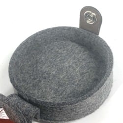 HERMES Hermes Pouch Round Sugar Box Case BOX Felt Leather Women's Grey